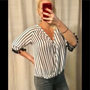Lavender Field striped wrap blouse. Size Medium